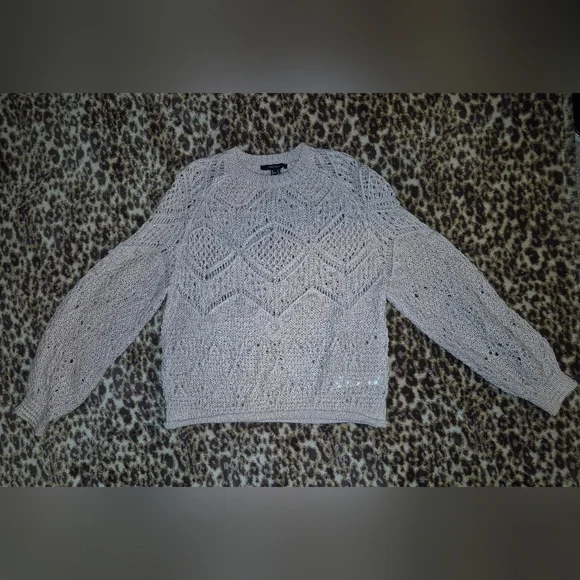 Forever 21 Pink Crochet Balloon Sleeve Top XS Like New - Picture 8 of 11